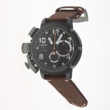 U-Boat Italo Fontana Working Chronograph PVD Case with Black Dial-Leather Strap-3
