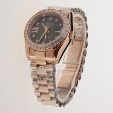 Rolex Datejust Automatic Full Rose Gold Diamond Bezel and Markers with Brown Dial-1