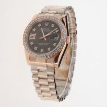 Rolex Datejust Automatic Full Rose Gold Diamond Bezel and Markers with Brown Dial