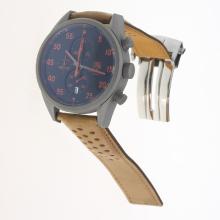 Tag Heuer Working Chronograph Titanium Case Red Markers with Black Dial-Leather Strap