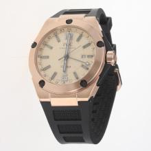 IWC InGenieur Working GMT Automatic Rose Gold Case with Champagne Dial-Rubber Strap
