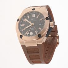 IWC InGenieur Working GMT Automatic Rose Gold Case with Brown Dial-Rubber Strap