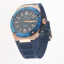IWC InGenieur Working GMT Automatic Rose Gold Case with Blue Dial-Rubber Strap