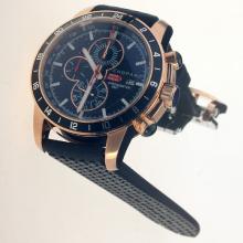 Chopard Miglia Working Chronograph Rose Gold Case with Black Dial-Rubber Strap