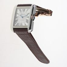 Cartier Tank Swiss ETA 2836 Movement Roman Markers with White Dial-Leather Strap