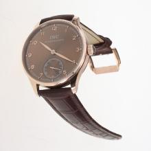 IWC Portuguese Manual Winding Rose Gold Case with Brown Dial-Leather Strap