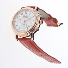 Chopard Imperiale Working Chronograph Rose Gold Case with MOP Dial-Red Leather Strap