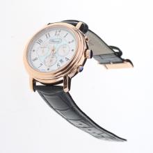 Chopard Imperiale Working Chronograph Rose Gold Case with Blue MOP Dial-Black Leather Strap