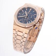 Audemars Piguet Royal Oak Working Chronograph Full Rose Gold Stick Markers with Blue Dial-1