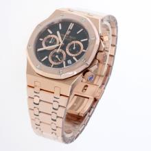 Audemars Piguet Royal Oak Working Chronograph Full Rose Gold Stick Markers with Black Dial
