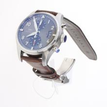 IWC Pilot Chronograph Asia Valjoux 7750 Movement with Gray Dial-Leather Strap-1