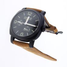 Panerai Radiomir Working Power Reserve Automatic PVD Case with Black Lines Dial-Leather Strap