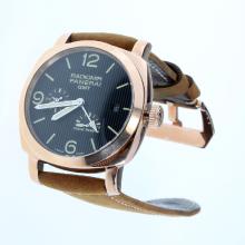 Panerai Radiomir Working Power Reserve Automatic Rose Gold Case with Black Lines Dial-Leather Strap