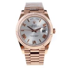 Rolex Day-Date II Swiss ETA 2836 18K Plated Gold Movement Full Rose Gold with Silver Dial