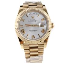 Rolex Day-Date II Swiss ETA 2836 18K Plated Gold Movement Full Gold with Silver Dial