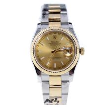 Rolex Datejust Swiss ETA 2836 Movement Two Tone Stick Markers with Golden Dial-High Quality Version-1