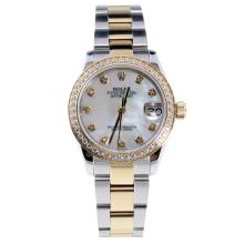 Rolex Datejust Swiss ETA 2836 Movement Two Tone Diamond Bezel and Markers with MOP Dial-High Quality Version