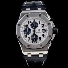 Audemars Piguet Royal Oak Offshore Chronograph Asia Valjoux 7750 Movement Number Markers White Dial with Leather Strap-Upgrade Version