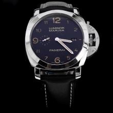 Panerai Luminor Marina Swiss Calibre P.9000 Automatic Movement Number Markers with Black Dial-Leather Strap