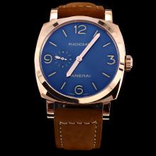 Panerai Radiomir Automatic Rose Gold Case with Blue Dial-Leather Strap