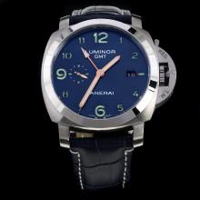 Panerai Luminor Working GMT Automatic with Blue Dial-Leather Strap-2
