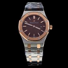 Audemars Piguet Royal Oak Two Tone Stick Markers with Brown Dial-Lady Size