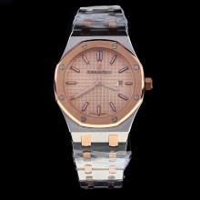 Audemars Piguet Royal Oak Two Tone Stick Markers with Champagne Dial-Lady Size