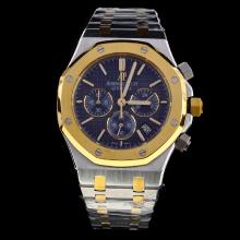 Audemars Piguet Royal Oak Working Chronograph Two Tone Stick Markers with Blue Dial