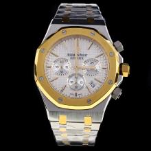 Audemars Piguet Royal Oak Working Chronograph Two Tone Stick Markers with Silver Dial