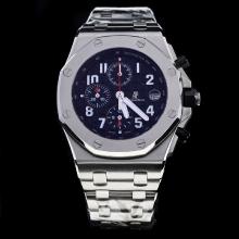 Audemars Piguet Royal Oak Offshore Working Chronograph Number Markers with Black Dial S/S-Same Chassis as 7750 Version-1