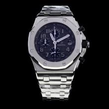 Audemars Piguet Royal Oak Offshore Working Chronograph Number Markers with Black Dial S/S-Same Chassis as 7750 Version