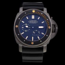Panerai Lumior Submersible Working Power Reserve Automatic Titanium Case with Black Dial-Rubber Strap