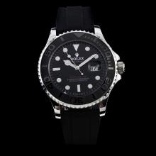 Rolex Yachtmaster Automatic Black Ceramic Bezel with Black Dial-Rubber Strap