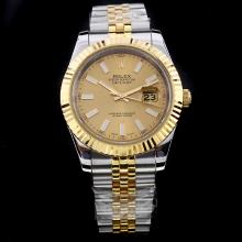Rolex Datejust II Automatic Two Tone Stick Markers with Golden Dial