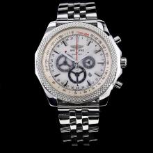Breitling for Bentley Working Chronograph White Dial with Stick Marking S/S