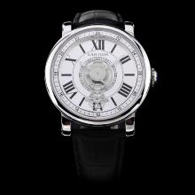 Cartier Rotonde de Cartier Automatic with White Dial-Leather Strap