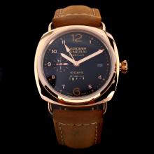 Panerai Radiomir 10 Days Automatic Working Power Reserve Rose Gold Case with Black Dial-Leather Strap 