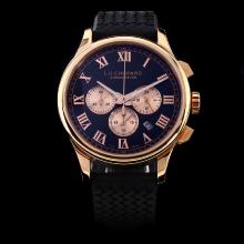 Chopard LUC Working Chronograph Rose Gold Case with Black Dial-Rubber Strap