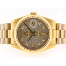 Rolex Day-Date 2836 Movimiento Suizo ETA Diamond Gold Completa Marcado Con El Dial Equipo Gris