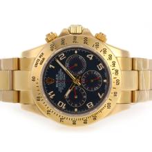 Rolex Daytona Chronograph Oro De Trabajo Completo Con El Número De Marcación Azul Marcadores